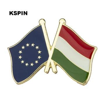 Avrupa Birliği Macaristan Dostluk Bayrağı yaka iğnesi Rozetleri Bir Pin Broş Takı Rozetten Kartonpiyer XY0074-8