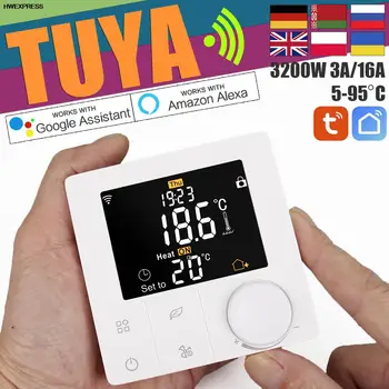 Akıllı yerden ısıtma termostatı Tuya WiFi Sıcak Yerden Regülatörü 3A16A 220VAC Elektrik / Su Gaz Kazanı sıcaklık kontrol cihazı