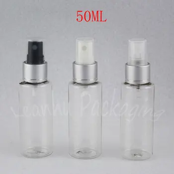 Sprey Pompalı 50ML Şeffaf Düz Omuz Plastik Şişe, 50CC Boş Kozmetik Kabı, Toner / Su Altı şişeleme
