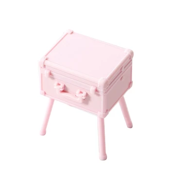 1: 12 Dollhouse Mini Vanity Kozmetik Durumda Ruj Parfüm hava yastığı Ayna Tutucu Dekor Oyun Evi Oyuncak