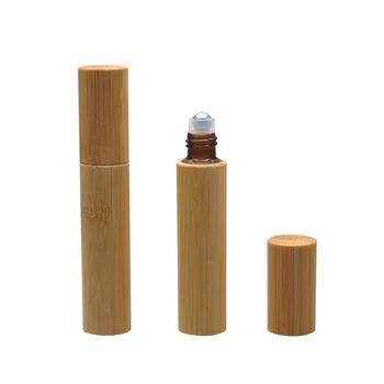 105 adet 10ml Boş DIY Bambu uçucu yağ rolon şişe Cam İç parfüm konteyneri Cam / Paslanmaz Çelik Rulo Top