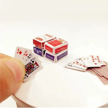 108 yaprak Mini Sevimli 1:12 Evcilik Minyatürleri Poker Ev Dekorasyon Kartları Oyun Oynamak için Bebek