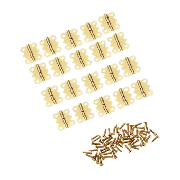 20 Adet 20x17mm Altın Mini Kelebek Demir Kapı Menteşeleri 4 Delik Dolap Çekmece Mücevher Kutusu Menteşe Mobilya Donanım İçin Vidalar ile