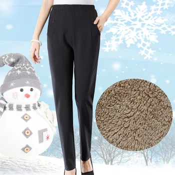 Kış Kalın Tayt Moda Katı Pantolon Ince Polar Sıcak kalem pantolon Rahat 5XL Siyah Tayt Trouse Pantalon Femme