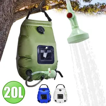 20L su torbaları açık kamp duş torbası güneş ısıtma taşınabilir katlanır yürüyüş tırmanma banyo ekipmanları duş başlığı değiştirilebilir