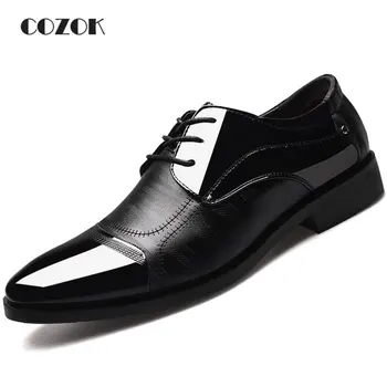 Erkek ayakkabıları Rahat Erkekler PU deri ayakkabı Kauçuk Resmi Elbise Ayakkabı Erkek Ofis Parti Düğün Ayakkabı Siyah Kahverengi
