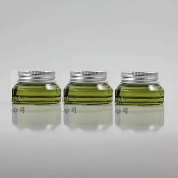 gümüş kapaklı 15g açık yeşil cam krem kavanoz,15 gram kozmetik kavanoz, örnek/göz kremi için ambalaj, 15g mini cam şişe