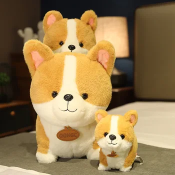 25-55cm Dev Kawaii Corgi Köpek peluş oyuncak Doldurulmuş hayvan Yumuşak Yavru Köpek Yastık Minder oyuncak bebekler Çocuklar Kızlar için doğum günü hediyesi
