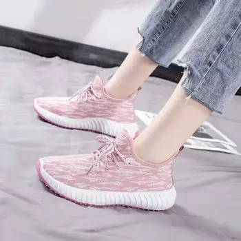 2022 Sinek dokuma Kadın spor ayakkabı Moda Kalın Platform Kadın Rahat Kadın koşu ayakkabıları Daireler Dantel-up Sığ Kaymaz