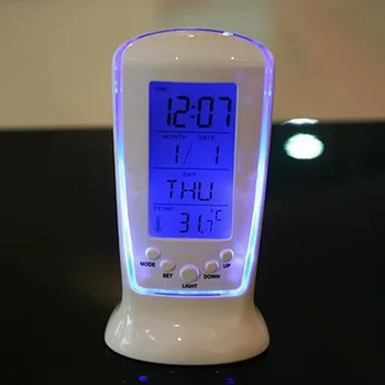 Dijital Takvim Sıcaklık LED dijital alarmlı saat Saat Mavi Aydınlatmalı Elektronik Gece Lambası Masa Erteleme Ekran Termometre Saat