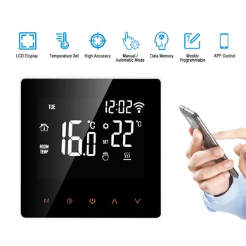 Wifi Akıllı Termostat APP Kontrolü Dijital sıcaklık kontrol cihazı dokunmatik LCD ekran Ekran Elektrikli yerden ısıtma termostatı