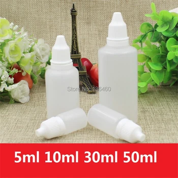 5ml 10ml 30ml 50ml PE e-sıvı şişe örnek küçük şişeler sıkılabilir Göz Sıvı Damlalıklı şişeler ilaç için Çocukların Açamayacağı kapaklar