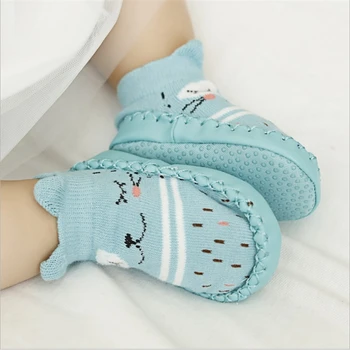 Moda Çocuk Bebek Çorap Bebek Çorap Kauçuk Taban İle Yenidoğan Sonbahar Kış Kat Çorap Ayakkabı Anti Kayma Yumuşak Taban Çorap