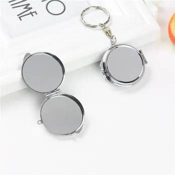TY426 Yuvarlak Kalp Oval Kare Şekli Çift Taraflı Kozmetik Ayna Metal Katlanır Anahtarlık Makyaj Mini Ayna