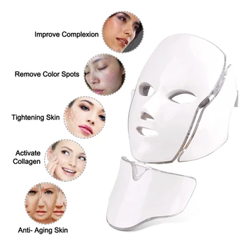7 Renk Led PDT yüz maskesi Kore foton kırmızı terapi yüz maskesi ışık tedavisi yüz ve boyun güzellik Anti akne tedavisi beyazlatmak