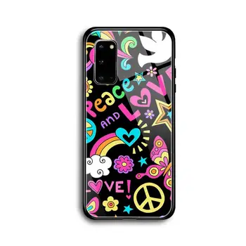 Renkli sanat moda telefon kılıfı Temperli Cam Samsung S7 S8 S9 S10E S20 21 30 Artı ultra Not 8 9 10 Artı A7 2018