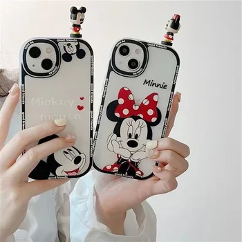 Sevimli Disney Mickey Minnie Severler Telefon Kılıfları iPhone 14 13 12 11 Pro Max XR X XS MAX 8 7 Artı Şeffaf Anti-fall Kapak