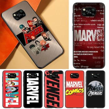 Marvel Avengers Logo Süper Kahraman Xiaomi Civic Oyun Mix 3 A2 A1 6X 5X Poco X3 NFC F3 GT M3 M2 X2 F2 Pro C3 F1 Siyah telefon kılıfı