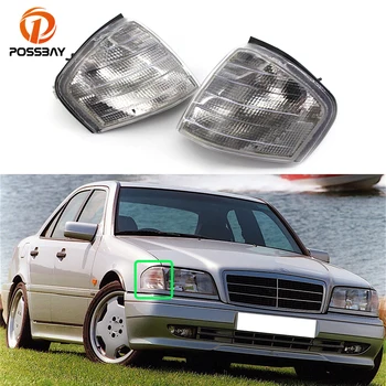 Araba Dönüş Sinyali Yan Köşe lamba ışığı Şeffaf Lens krom çerçeve Mercedes Benz C Sınıfı için W202 1994-2000 Oto Dış Aksesuarları
