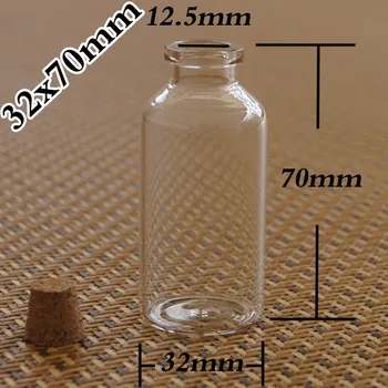 Kapasite 30 ml(3.2*7*1.25 cm) 35 adet/grup Mantar cam şişe, Dileğiyle şişeler, cam şişeler, şişe