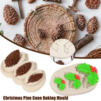 Noel Çam Kozalağı Üç Küçük Çam Kozalakları İmitasyon Çikolata Orman Pişirme Kalıp Kalıp Silikon Çam Kek Koni Şeker Çam Kozalağı F1b6
