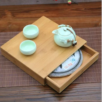 El yapımı Kaliteli Pu Er Çay Kutusu Hediye Paketleme Puer çay Kutusu Sağlık Çevre Dostu çay seti Bambu Tepsi Oyma Toptan