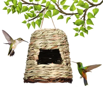 Saman Kuş Kafesi El dokuması Kuş Yuva Bahçe Dekorasyon Yaratıcı Asılı Saman Yuva Kuş Kafesi Dekorasyon Kuş Evi