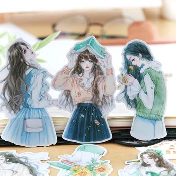 15 ADET Güzel kız Çıkartmalar El Sanatları Ve Scrapbooking çıkartmaları kitap Öğrenci etiket Dekoratif sticker çocuk oyuncakları