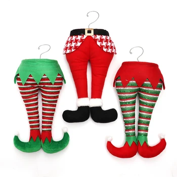Elf Bacak Noel Ağacı Dekorasyon Karikatür Yeşil Elf Bacak Ayak İzi Süs Tutucu Yeni Yıl Ev Partisi Dekor Aksesuarları