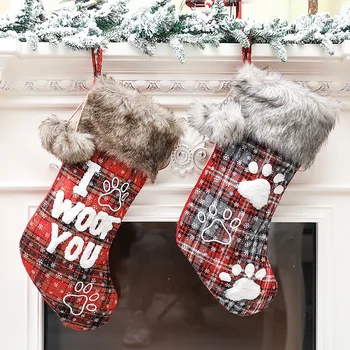 Noel Çorap Dekorasyon Noel Çorap Şömine Dekorasyon Ev için Santa Çorap Noel Şeker Hediyeler Çanta Mutlu Yeni Yıl