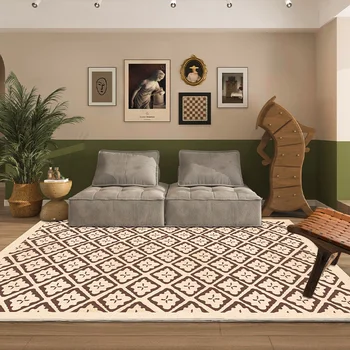Fransız halı retro karo oturma odası halısı kanepe sehpa halı yatak odası kalınlaşmış leke dayanıklı ses geçirmez halı