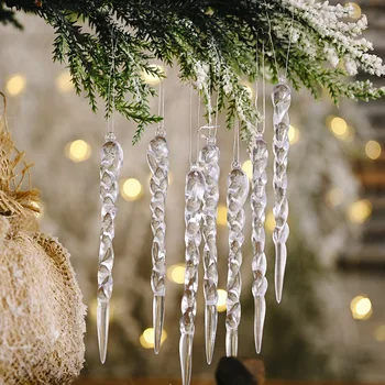 12 Adet Noel Dekorasyon Kiti Akrilik Kristal Kar Tanesi Buz Sarkıtları Noel Ağacı Süsler Noel Partisi Dekoru için