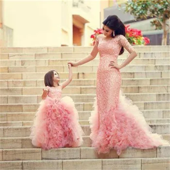 Çiçek Kız Elbise Mor Yay Kemer Patchwork Spagetti Sapanlar Lace Up Balo Fırfır İlk Communion Pageant Elbise Kız için