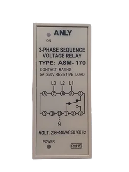 ANLY ASM-170 ters faz algılama rölesi altında faz hatası ve faz sırası rölesi