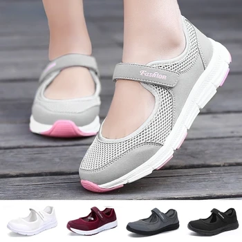 Yaz Bayan ayakkabı Moda Rahat koşu ayakkabıları Sneakers Örgü Örgü Kumaş Rahat Flats Bayanlar Ayakkabı Zapatos De Mujer