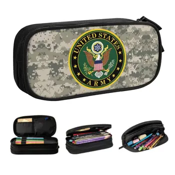 Özel Amerika Birleşik Devletleri Ordusu Camo Kalem Kutuları Kız Erkek Büyük Kapasiteli Askeri Taktik Kamuflaj Kalem Kutusu Öğrenci Okul