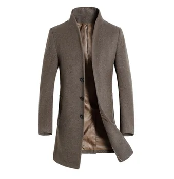 2019 erkek Uzun Trençkot Rahat Iş Standı Yaka Yün Palto Erkek Ince Rüzgarlık Ceket Ceketler Chaqueta de hombre