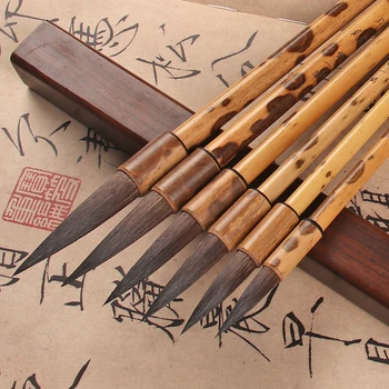 Çin resim sanatı Fırça Seti Çin Kaligrafi Fırçası Çakal Saç Bambu Fırça Yetişkinler Öğrenciler Yeni Başlayanlar kaligrafi fırçası Kalem