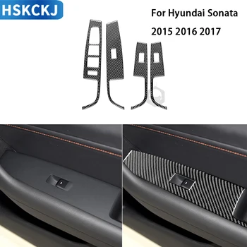Hyundai Sonata 2015 2016 2017 için Aksesuarları Styling Karbon Fiber İç Pencere Kaldırma Paneli Trim Sticker Dekorasyon