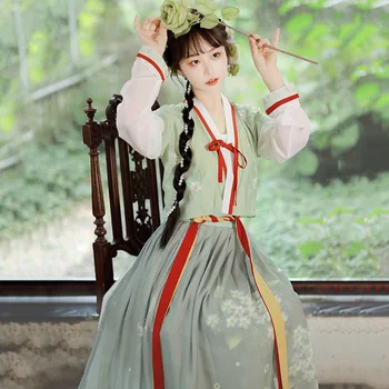 Tang Yapımı Tişört ve Pilili Etek Orijinal Yumuşak Han Takım Elbise Kadın İlkbahar ve Yaz