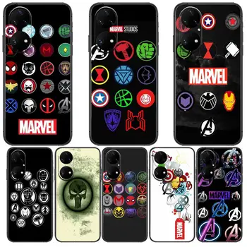 Marvel kahraman Logo telefon kılıfı İçin Huawei p50 P40 p30 P20 10 9 8 Lite E Pro Artı Siyah Etui Coque Boyama Hoesjes komik fas