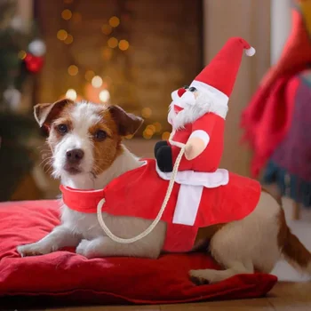 Noel Pet Köpek Kedi Kostümleri Komik Noel Baba Kostüm Köpekler Kediler İçin Yenilik Köpek Giysileri Chihuahua Pug York shire Giyim