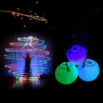 LED ışıklı toplar Yoga hareket spor sahne aydınlık ışık Neon Oryantal Dans seviyesi el atılan toplar Noel partisi disko DJ