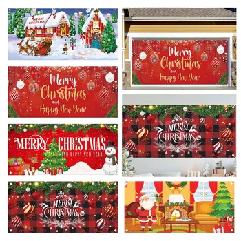 7x16FT Merry Christmas Tatil Afiş Garaj Kapısı Kapağı Duvar Kış Kardan Adam Santa Açık Büyük Kapı Kapak Dekorasyon Kapalı