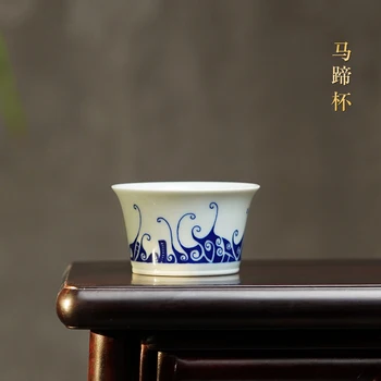 / bardak sıraltı renk Retro çay bardağı ünlü el boyalı mavi ve beyaz porselen Ana Bardak at nalı bardak Chu Chao