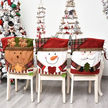 Keten Fırçalanmış Kumaş Noel dekorasyon sandalye kılıfı Noel baba sandalye kılıfı Avrupa Amerikan Tarzı Dekoratif Tabure Kapağı