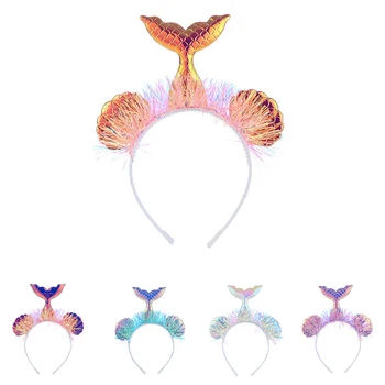Sevimli Pullu Kafa Bandı Çocuklar Mermaid Unicorn saç bandı Çiçek Şapkalar Taç Parti Kedi Kulaklar Hairbands Bebek saç aksesuarları 1 Adet