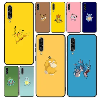 Karikatür Pokemon Pikachu Telefon Kılıfı İçin Samsung A90 A80 A70S A60 A50S A30S A40 A2 Çekirdek A20E A20S A30 A10S Siyah Kapak