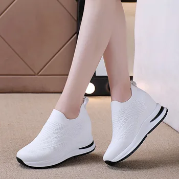 Yeni Kadın Platformu Sneakers Bahar Moda Kadın vulkanize ayakkabı Dantel-up Örgü Nefes Kadın rahat ayakkabılar Tenis Feminino