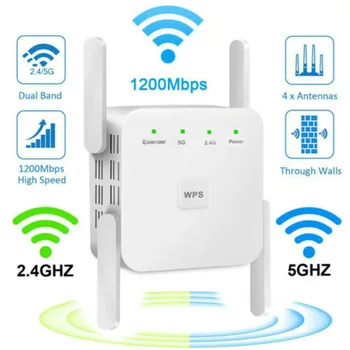 5 Ghz WiFi Tekrarlayıcı Kablosuz Wifi Genişletici 1200 Mbps Wi-Fi Amplifikatör 300 Mbps Uzun Menzilli Wi fi Sinyal Booster Wifi Repiter